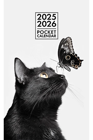 Pocket Calendar 2025-2026 for Purse – Black Cat